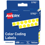 Avery Label, 1/4" Diameter, 450/Pack - Yellow