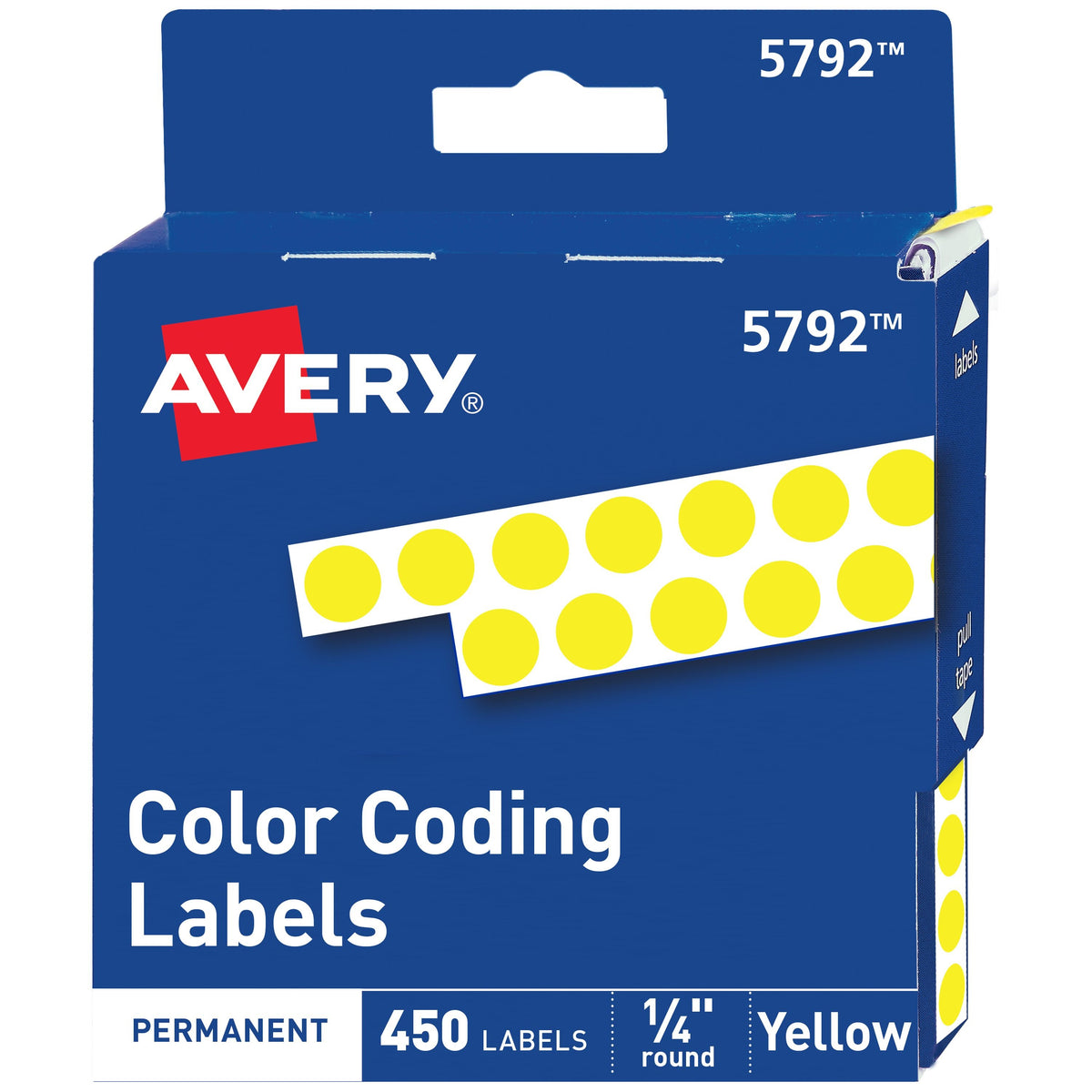Avery Label, 1/4" Diameter, 450/Pack - Yellow