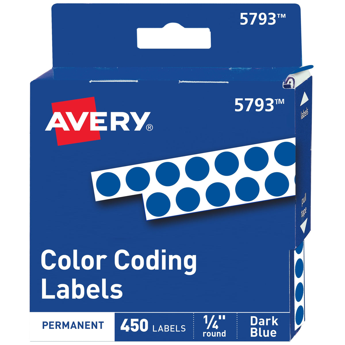 Avery Label, 1/4" Diameter, 450/Pack - Blue