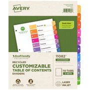 Avery Post Consumer Divider Set, Letter, Assorted, 3/Pack - 10-Tab