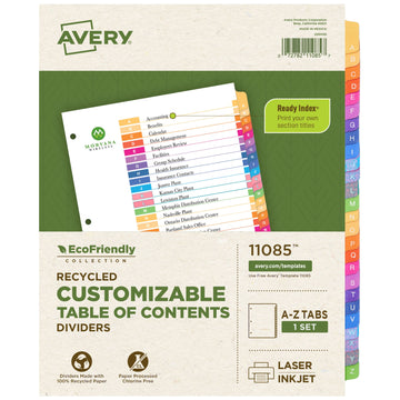 Avery 11085 Post Consumer Divider, Letter, Assorted - Default Title