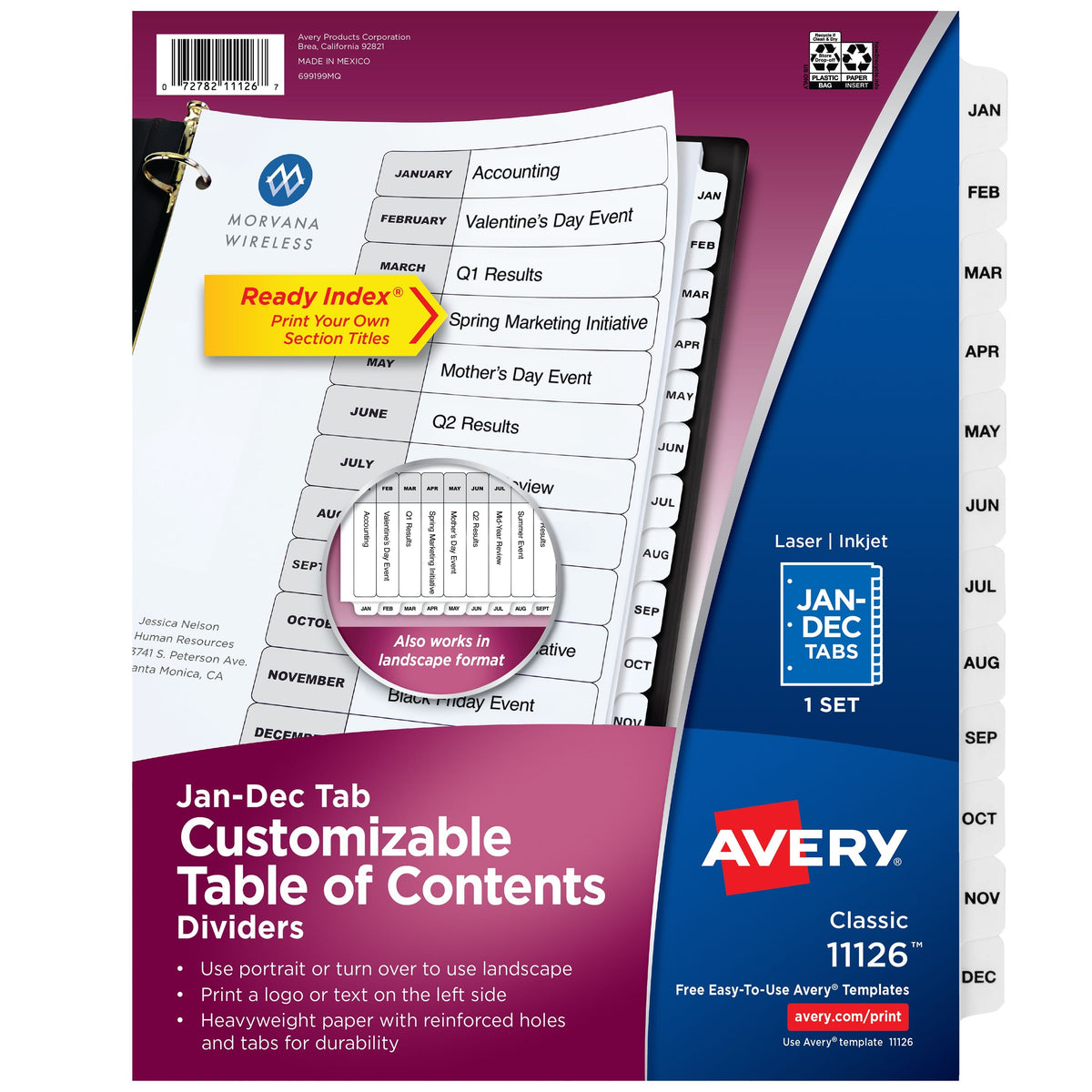 Avery Post Consumer Divider, Letter - White