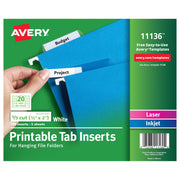 Avery 11136 Paper Insert, 2" Long, White, 100/Pack - Default Title