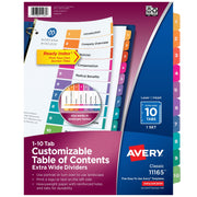 Avery Post Consumer Divider, Letter, Assorted - 10-Tab