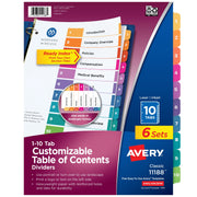 Avery Post Consumer Divider Set, Letter, Assorted, 6/Pack - 10-Tab