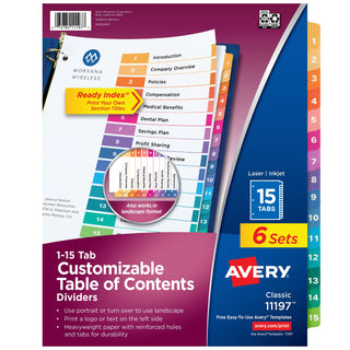 Avery 11197 Post Consumer Divider Set, Letter, Assorted, 6/Pack - Default Title