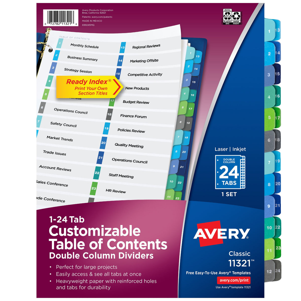 Avery 11321 Post Consumer Divider, 8 1/2" x 11", Assorted - Default Title