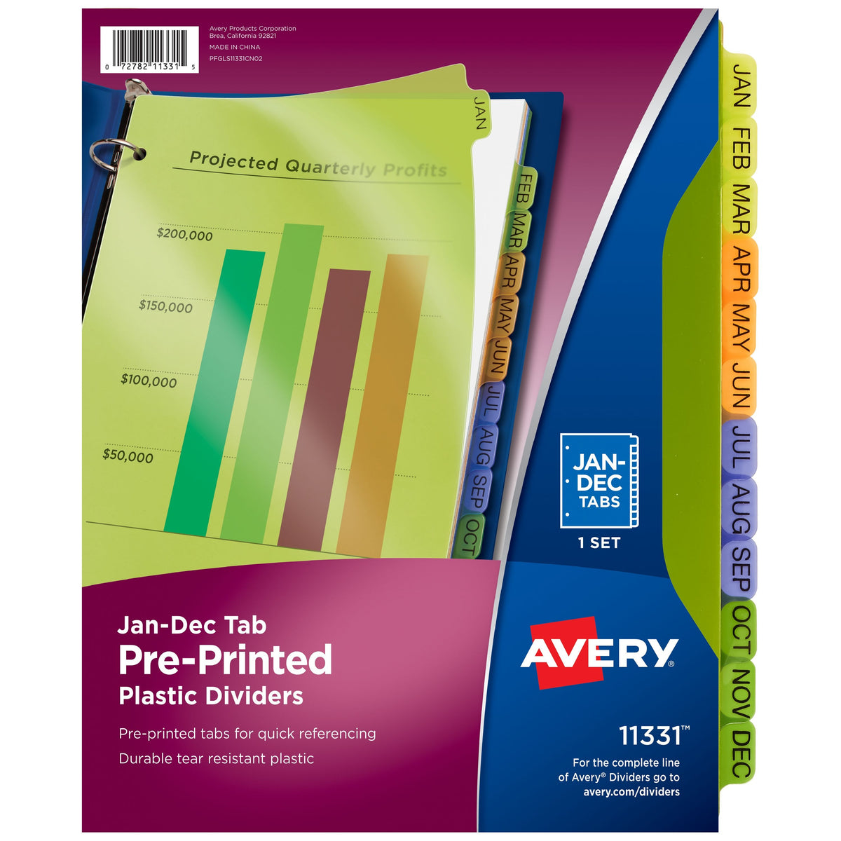 Avery Plastic Divider, 8 1/2" x 11", Assorted - Jan-Dec