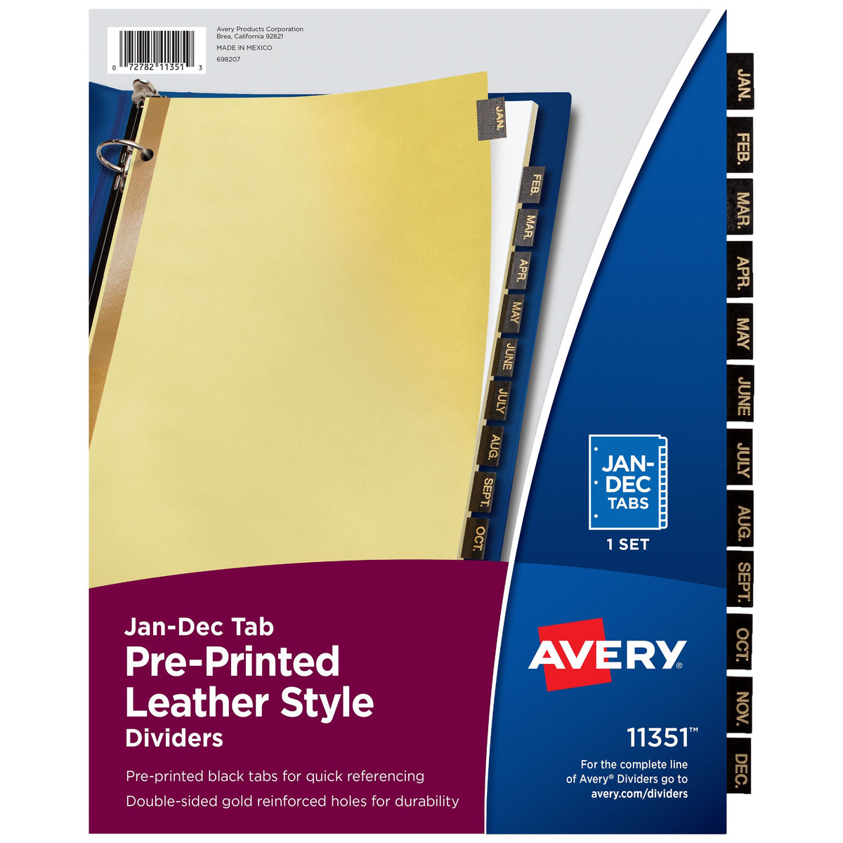 Avery 11351 Post Consumer Divider, 8 1/2" x 11", Black - Default Title