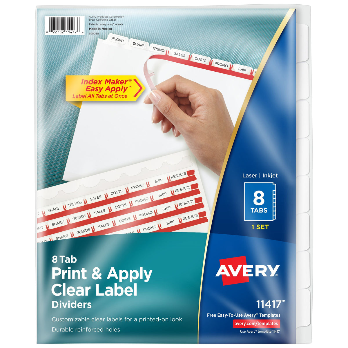 Avery Divider Set, 8 1/2" x 11", White - 8-Tab