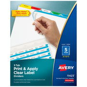 Avery Divider Set, 8 1/2" x 11", Assorted, 25/Pack - 5-Tab