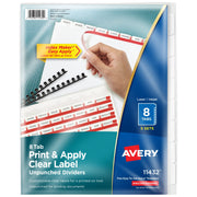 Avery Divider Set, 8 1/2" x 11", White, 5/Pack - 8-Tab