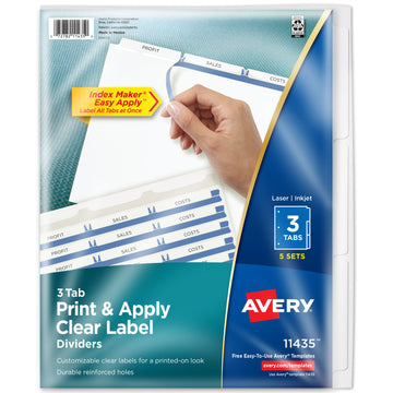 Avery 11435 Divider Set, 8 1/2" x 11", White, 5/Pack - Default Title