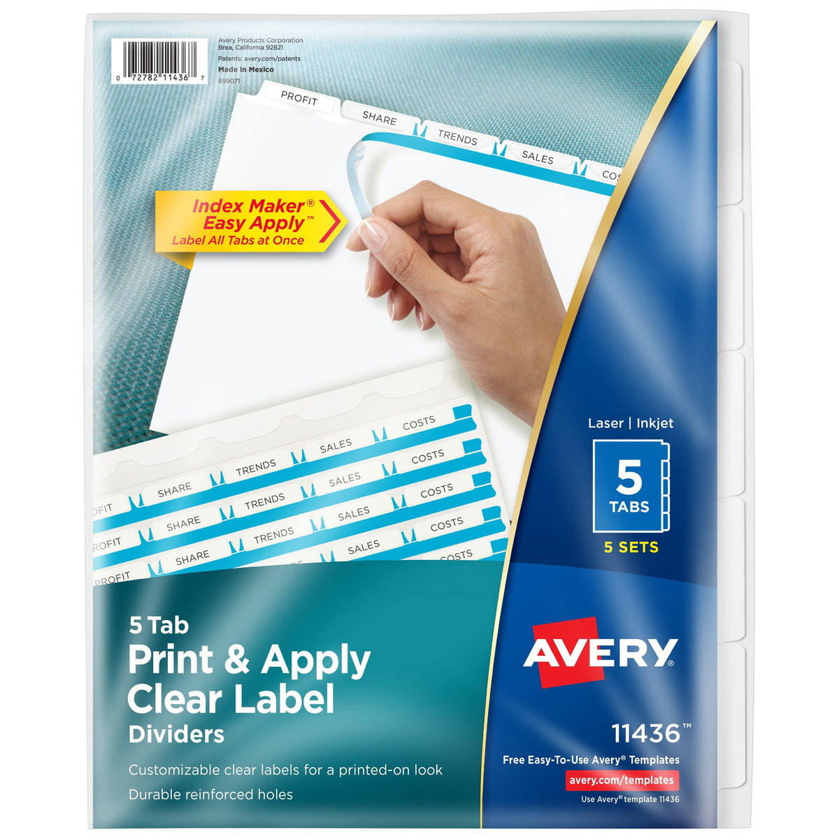 Avery 11436 Post Consumer Divider Set, Letter, White, 5/Pack - Default Title