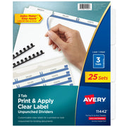 Avery 11442 Post Consumer Divider Set, Letter, White, 25/Box - Default Title