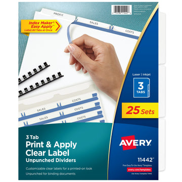 Avery 11442 Post Consumer Divider Set, Letter, White, 25/Box - Default Title