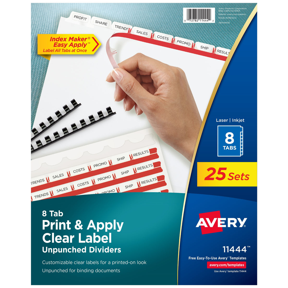 Avery 11444 Post Consumer Divider Set, Letter, White, 25/Box - Default Title
