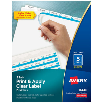 Avery 11446 Post Consumer Divider Set, Letter, White, 25/Box - Default Title