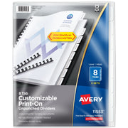 Avery Post Consumer Divider Set, 8 1/2" x 11", White, 5/Pack - 8-Tab