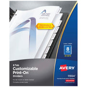 Avery Post Consumer Divider Set, 8 1/2" x 11", White, 25/Pack - 8-Tab