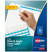 Avery Divider Set, 8 1/2" x 11", White, 50/Box - 5-Tab