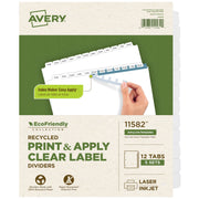 Avery Divider Set, 8 1/2" x 11", White, 5/Pack - 12-Tab