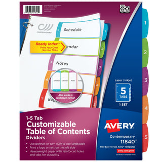 Avery Divider, Letter, Assorted - 1/Set