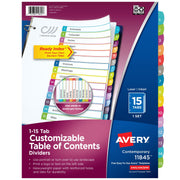 Avery Divider, Letter, Assorted - 15-Tab
