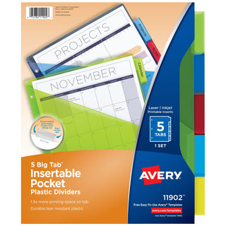 Avery Divider, Letter, Assorted - 5-Tab
