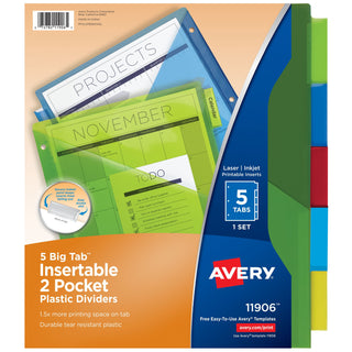 Avery Divider, Letter, Assorted - 5-Tab
