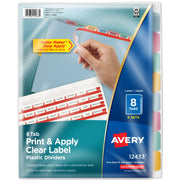 Avery Plastic Label Divider, Letter, Assorted, 5/Pack - 8-Tab Multi-Color