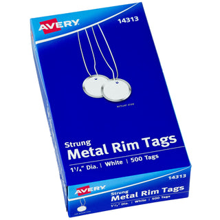Avery Rim Tag, White, 500/Box - 1 1/4"