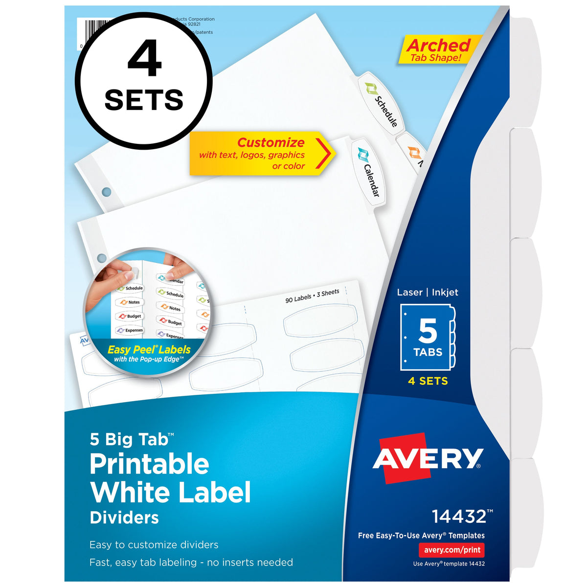Avery Paper Label Divider Set, Letter, White - 4/Pack