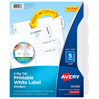 Avery Paper Label Divider Set, Letter, White - 1/Set