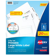 Avery Paper Label Divider Set, Letter, White - 20/Pack