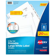 Avery Paper Label Divider Set, Letter, White - 20/Pack