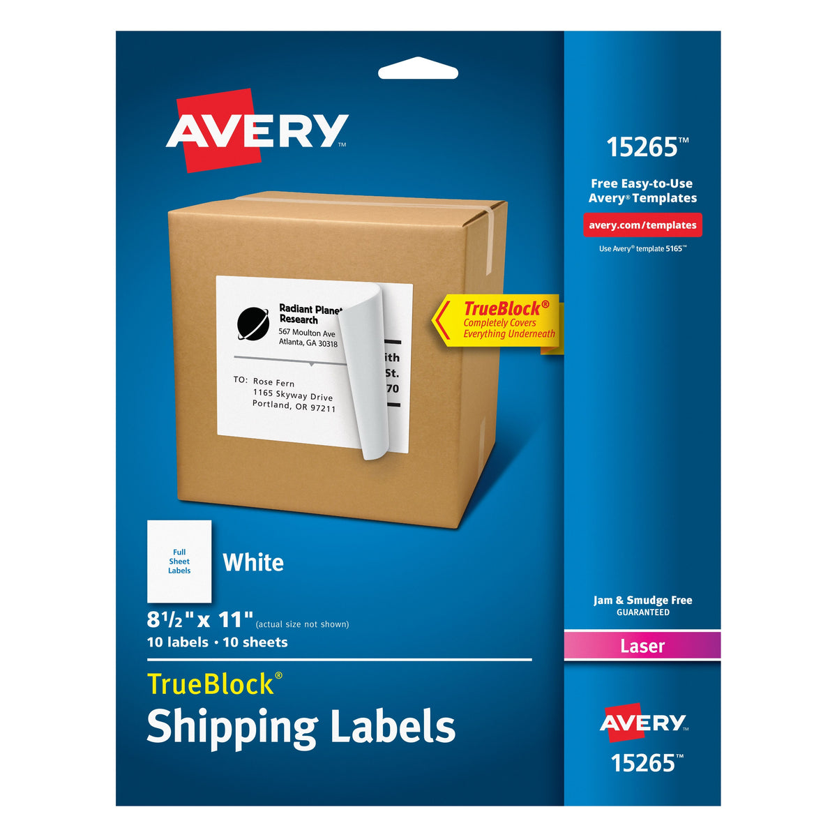 Avery 15265 Label, 8 1/2" x 11", White, 10/Pack - Default Title