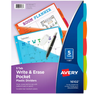 Avery Plastic Divider, 9 1/4" x 11 1/4", Assorted - 5-Tab