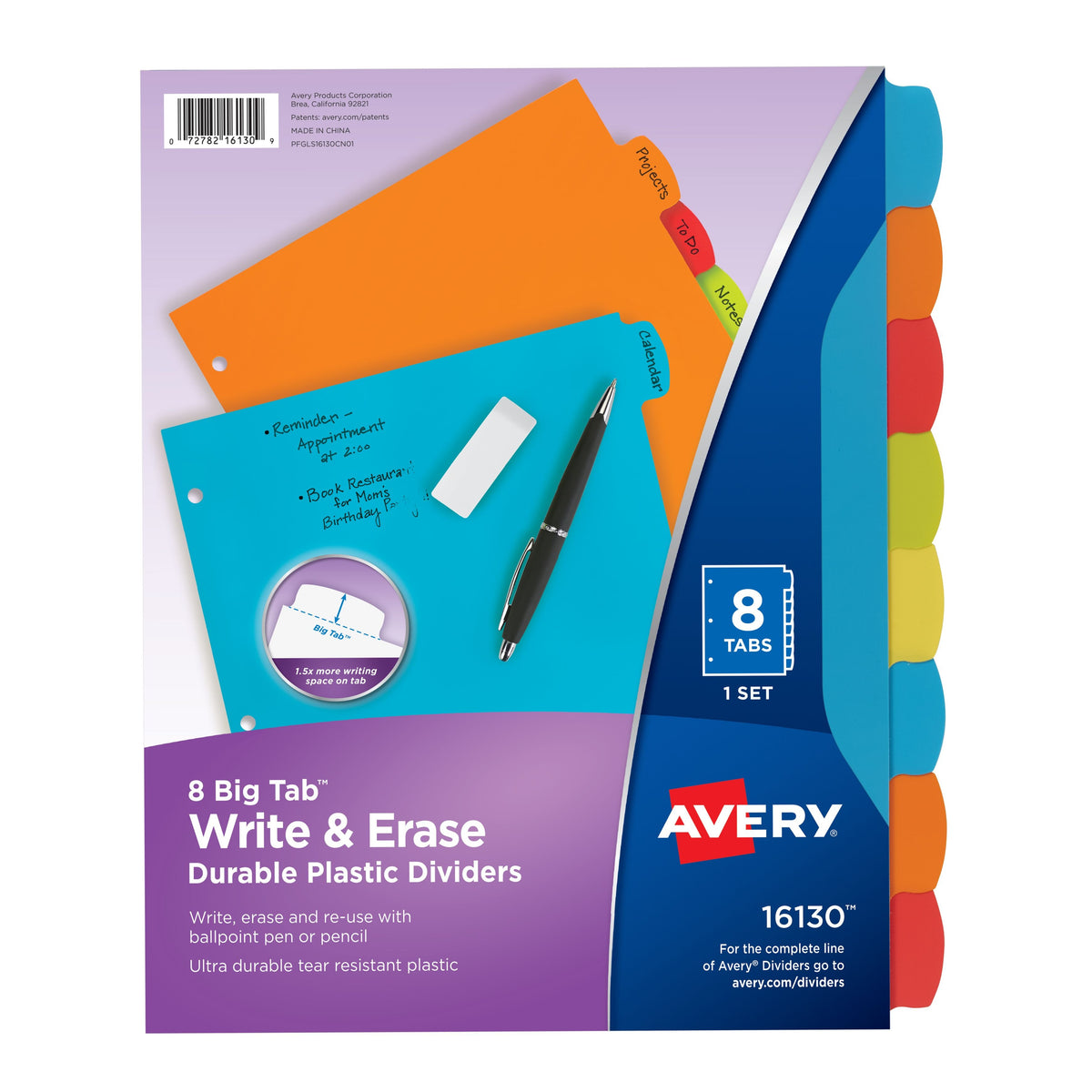 Avery Plastic Divider Set, Letter, Assorted - 8-Tab