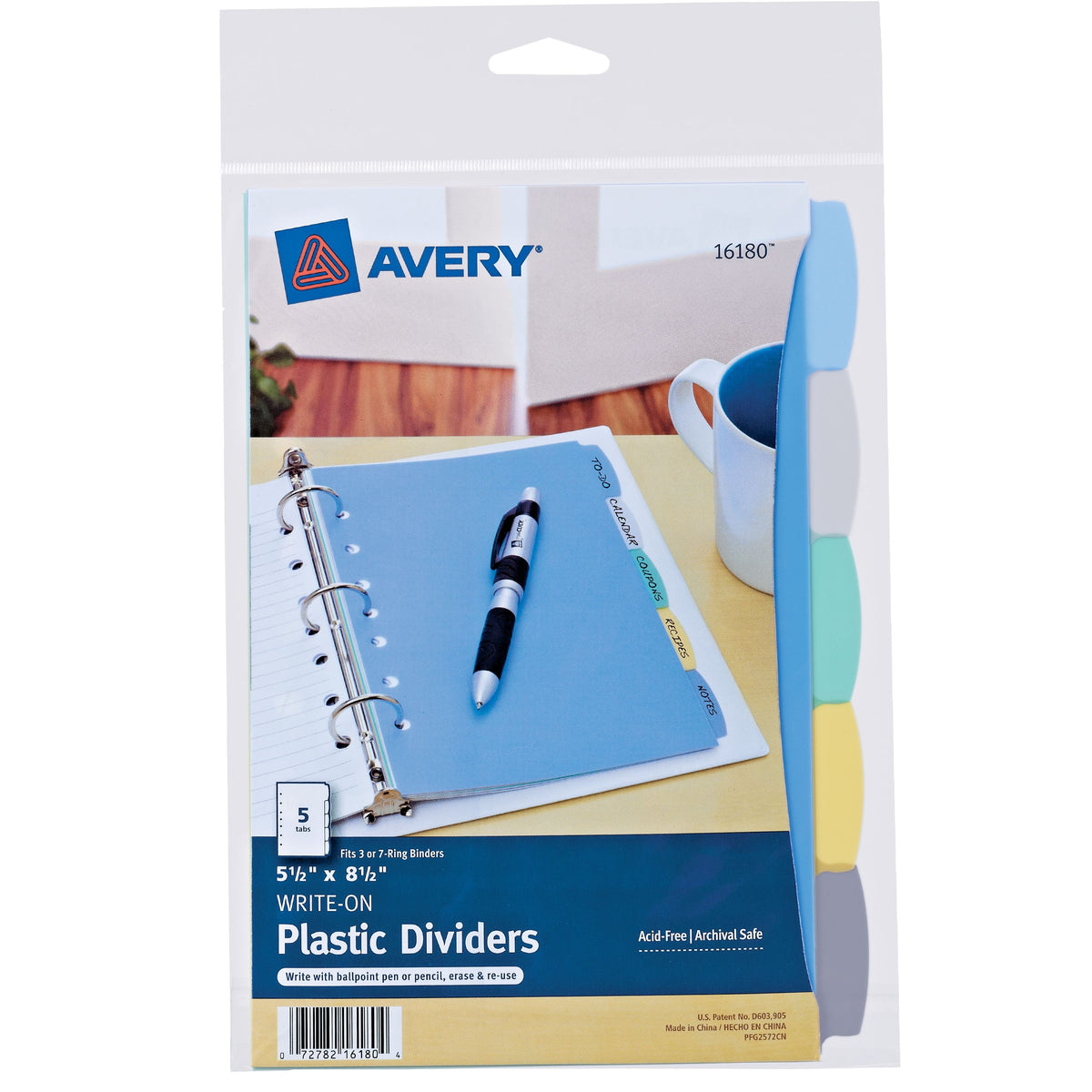 Avery 16180 Plastic Divider, 5 1/2" x 8 1/2", Assorted - Default Title
