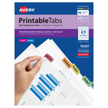 Avery Tab, 1 1/4" x 1", 96/Pack - Assorted