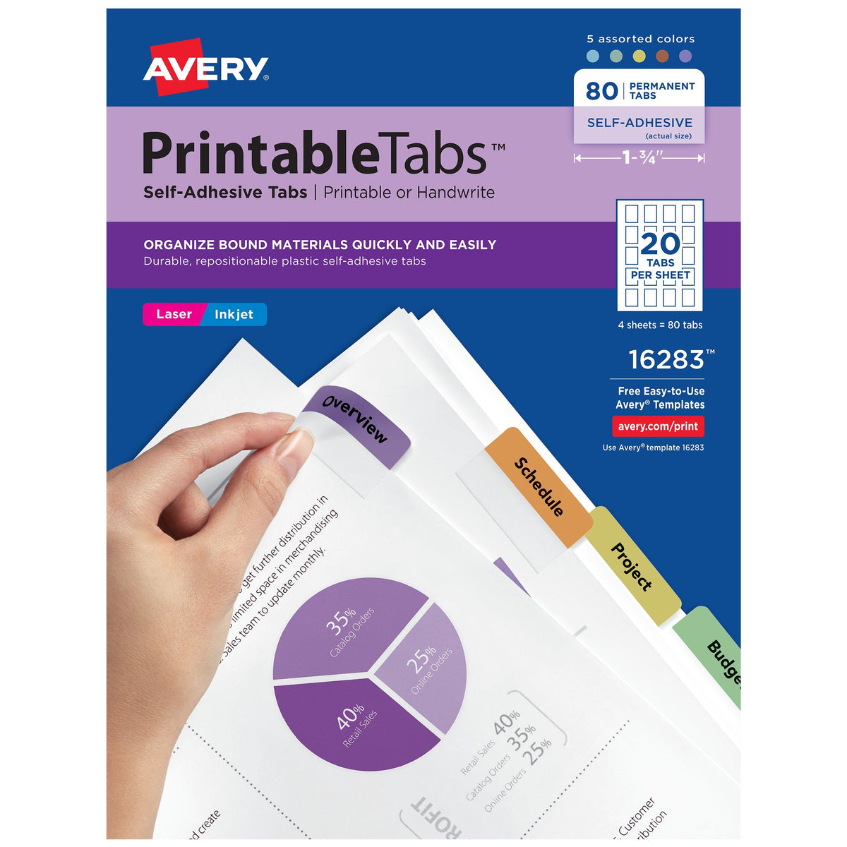 Avery Tab, 1 1/4" x 1", 80/Pack - Assorted