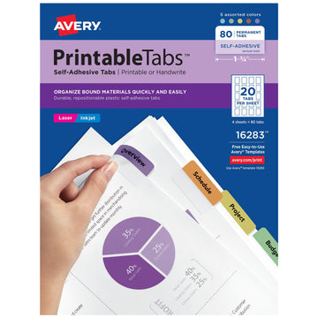 Avery Tab, 1 1/4" x 1", 80/Pack - Assorted