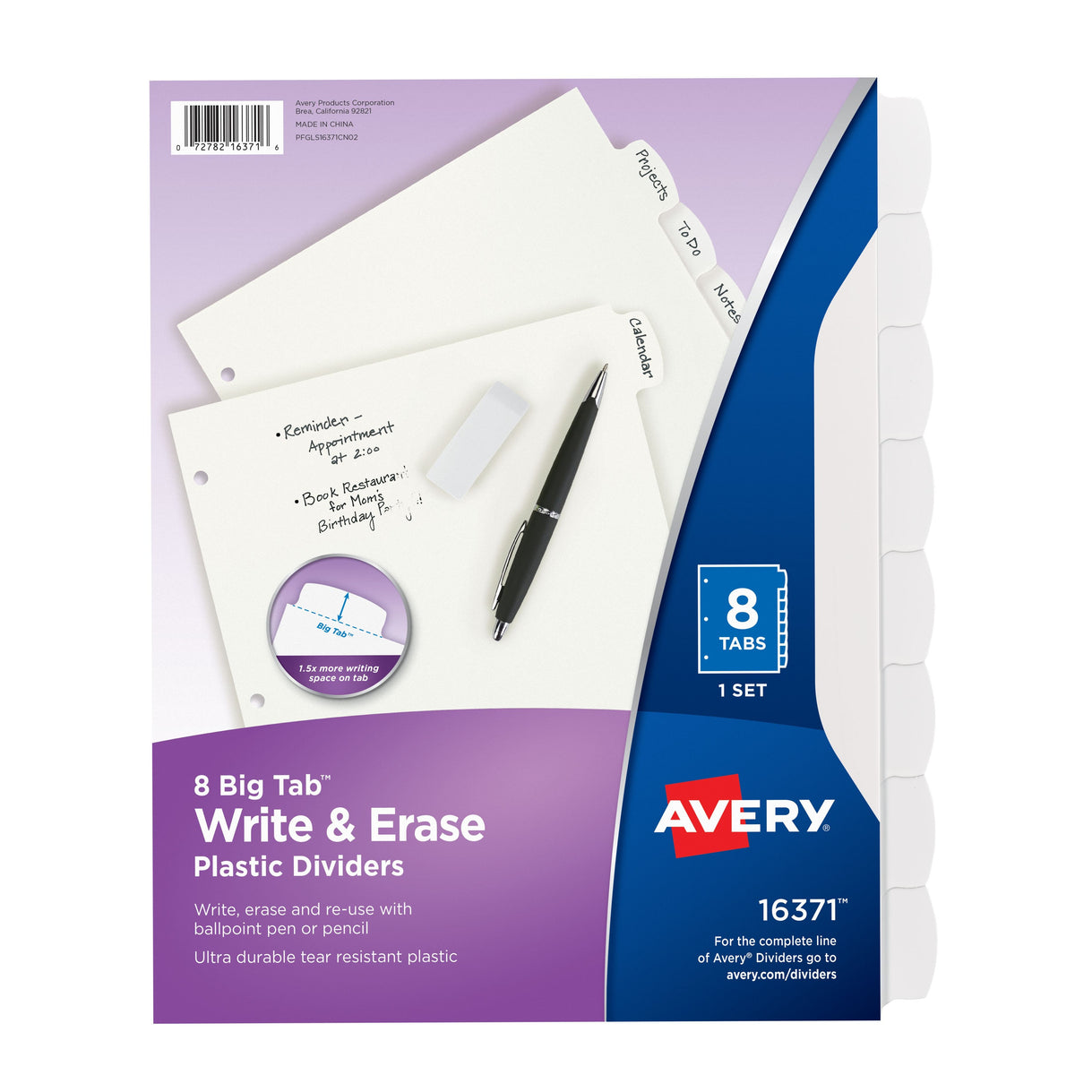 Avery 16371 Plastic Divider, Letter, White - Default Title
