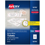 Avery Paper Ticket, 1 3/4" x 5 1/2", White - 500/Pack