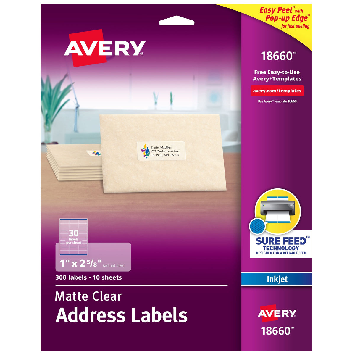 Avery Label, Clear - 300/Pack
