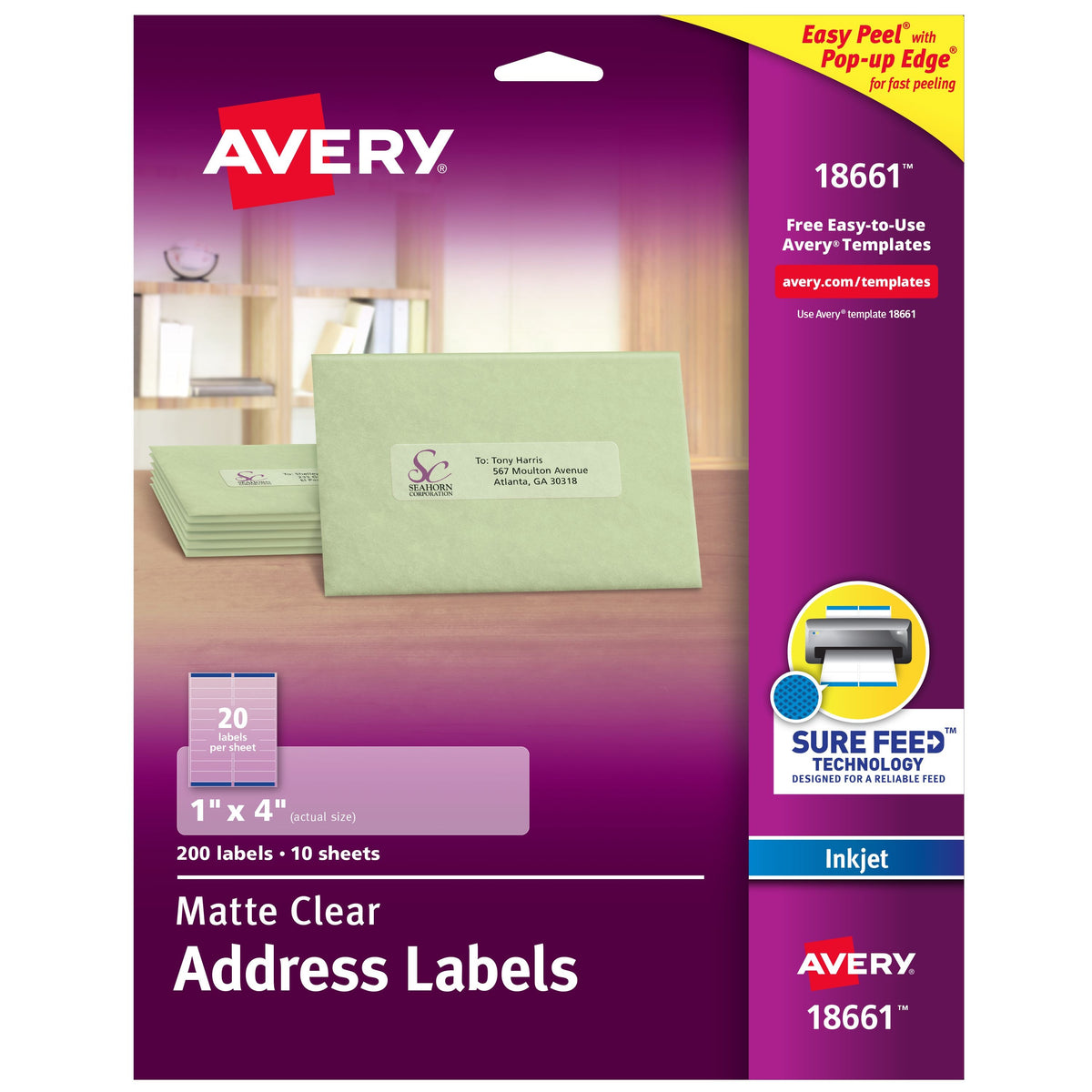 Avery Label, Clear - 200/Pack