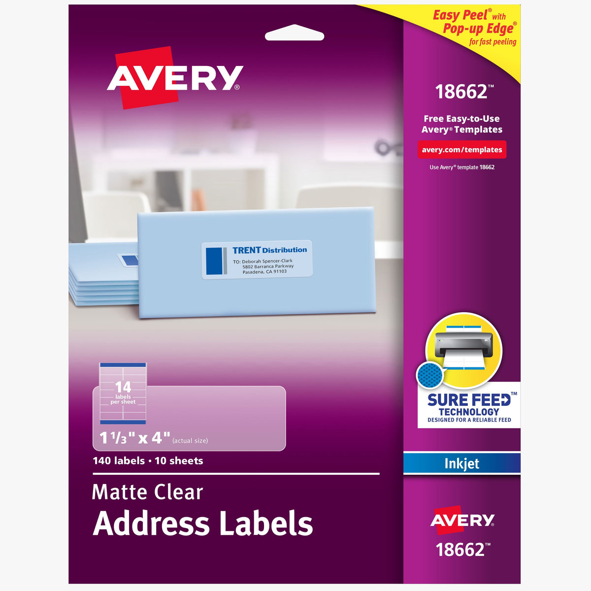 Avery Label, Clear - 140/Pack