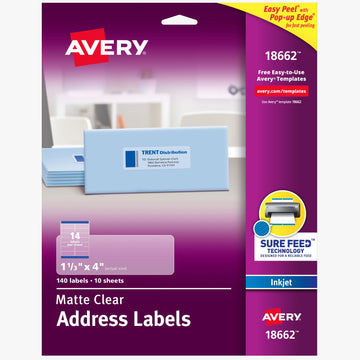 Avery Label, Clear - 140/Pack
