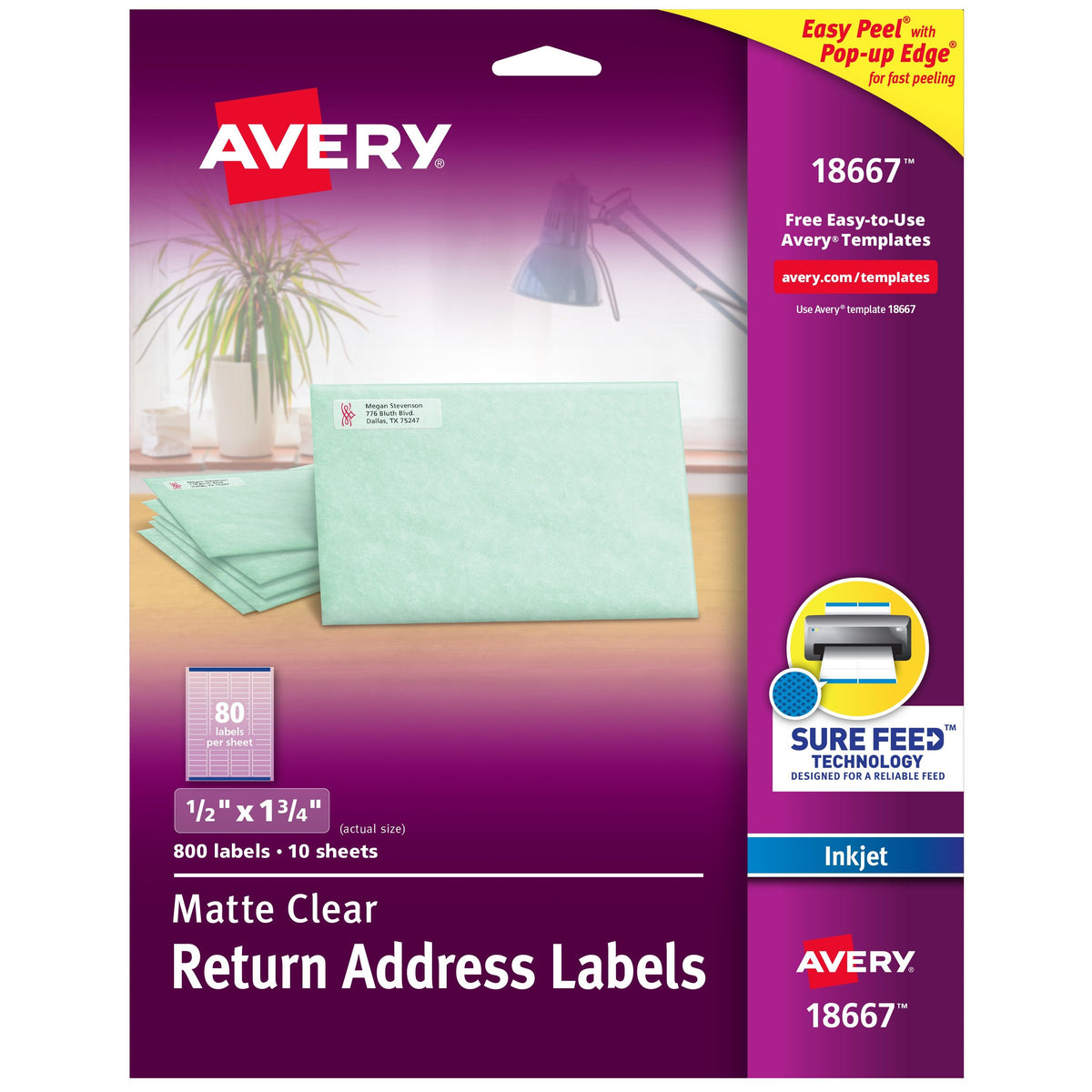 Avery Label, 1 3/4" Long, Clear - 1/2"